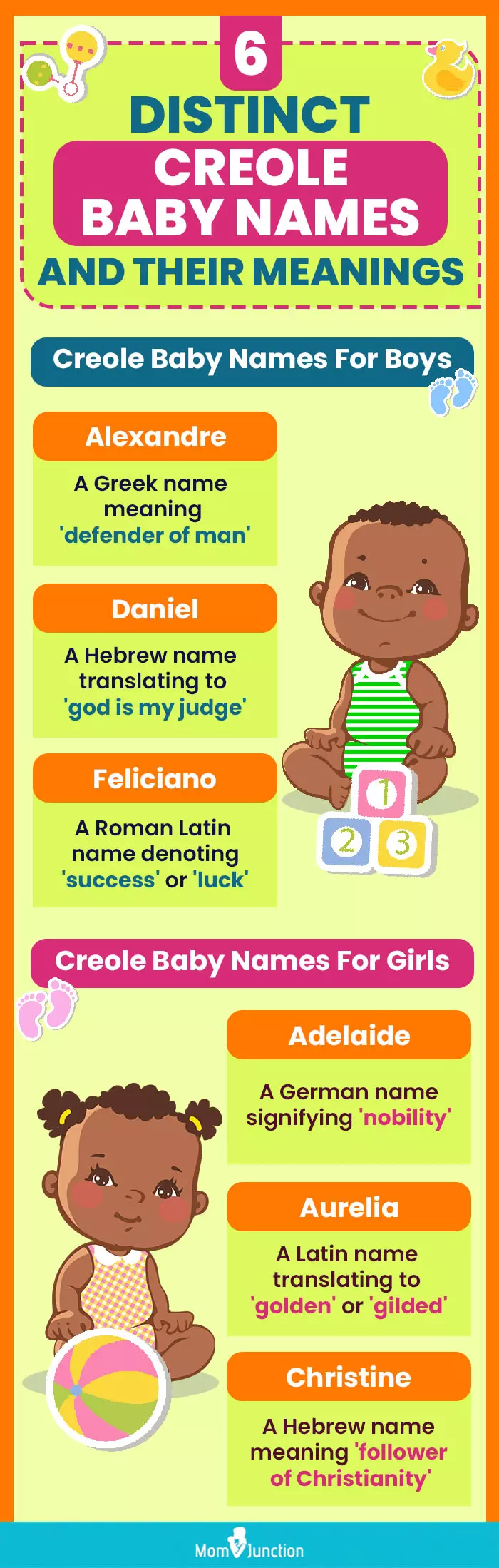 6 distinct creole baby names and their meanings (infographic)