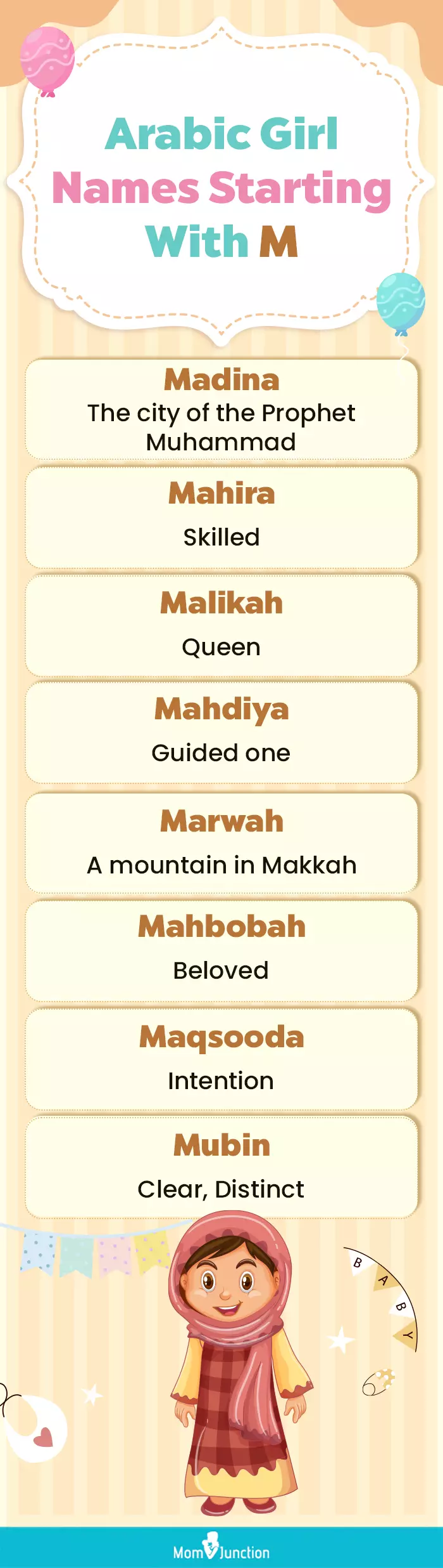 arabic girl names starting with m (infographic)