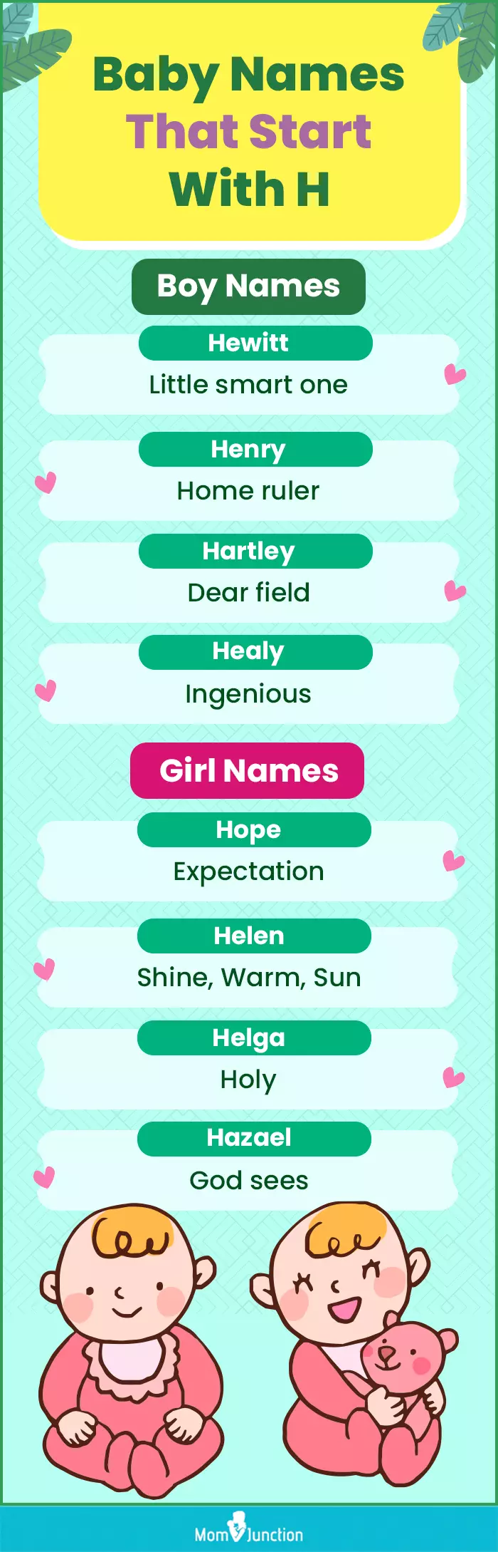 baby names that start with h (infographic)