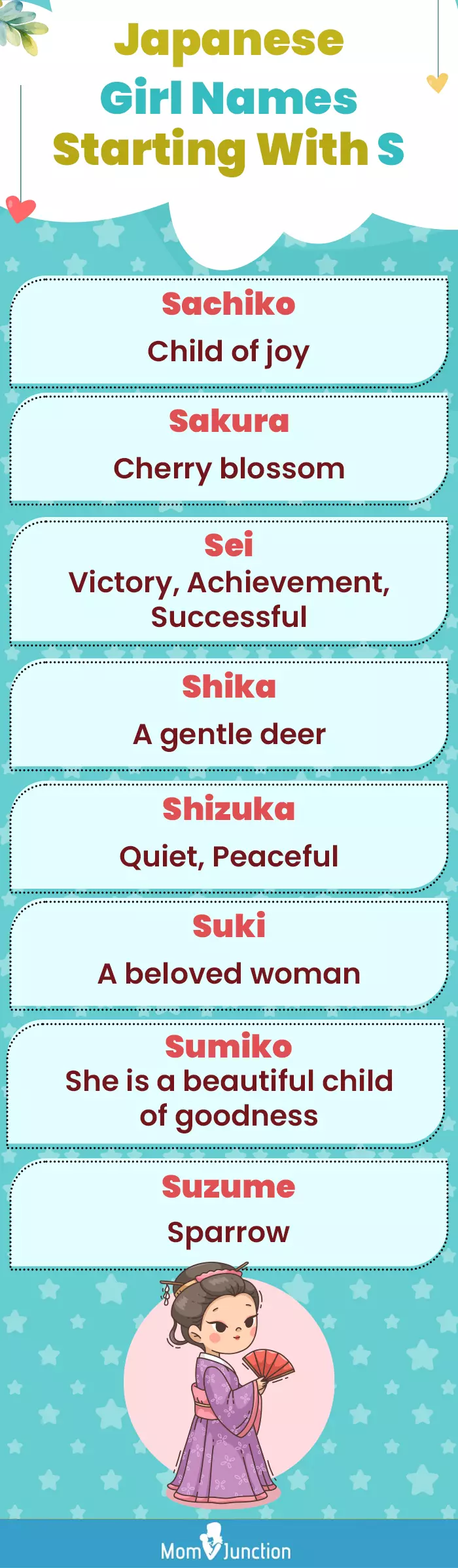 japanese girl names starting with s (infographic)