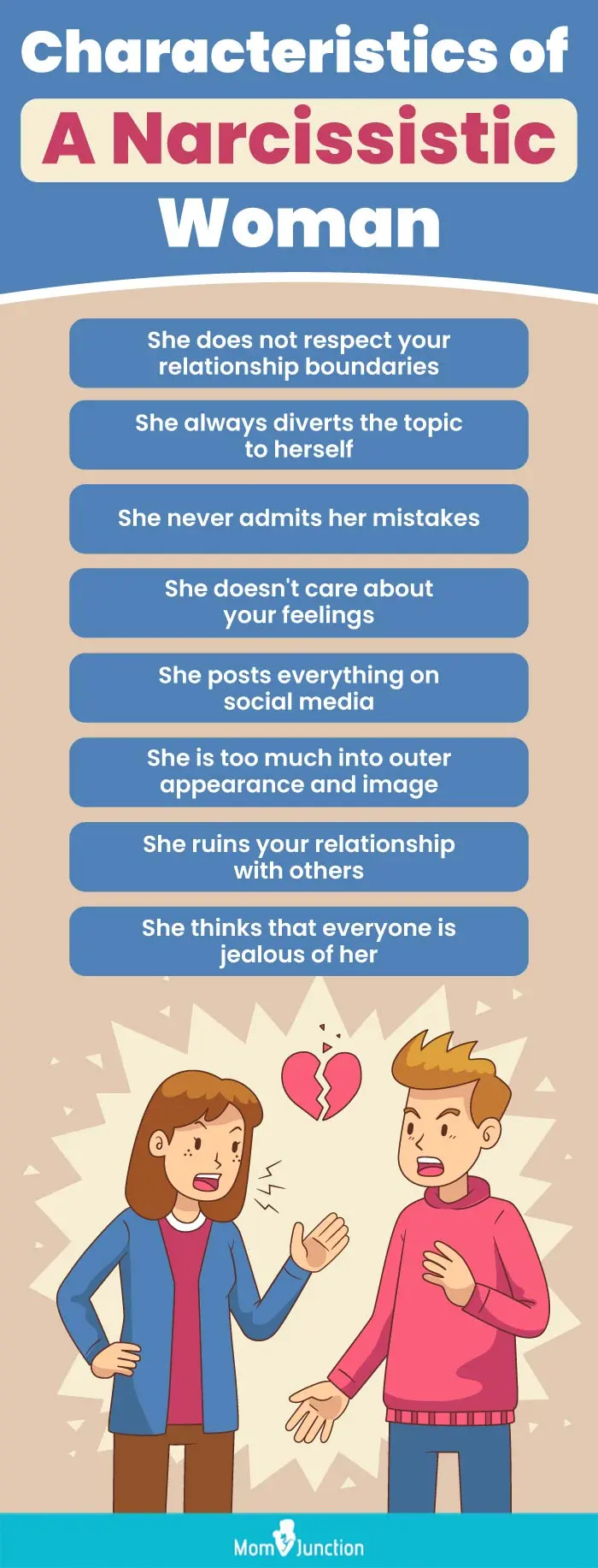 characteristics of a narcissistic woman (infographic)