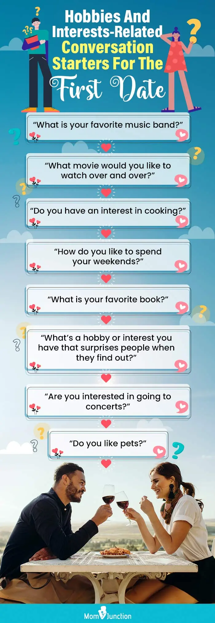 hobbies and interests related conversation starters for the first date (infographic)