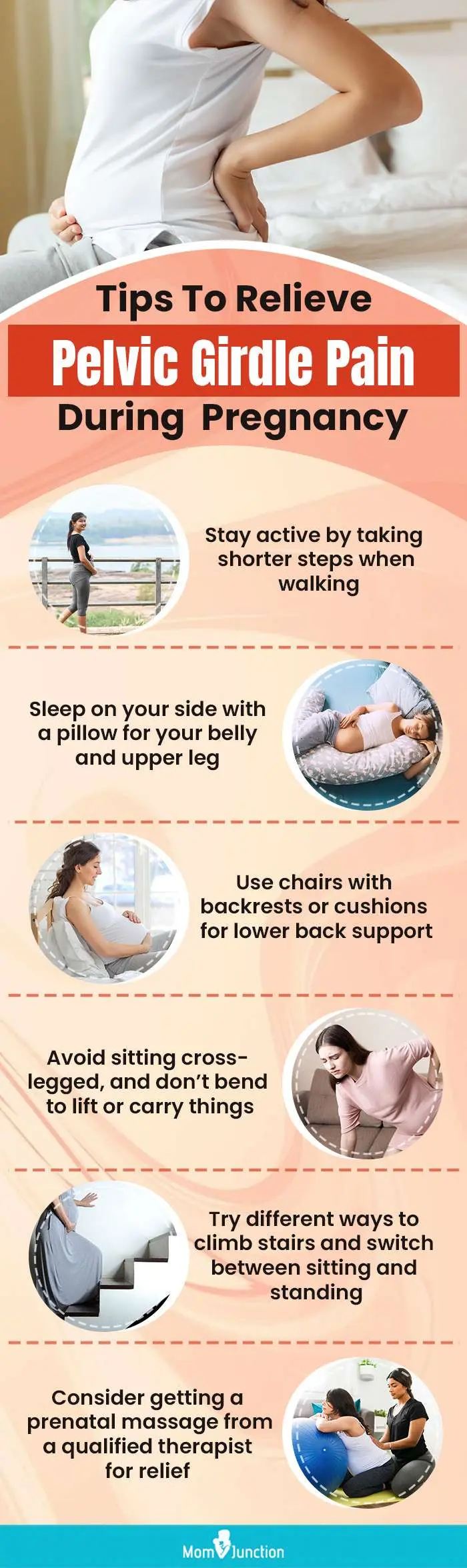 tips to relieve pelvic girdle pain during pregnancy (infographic)