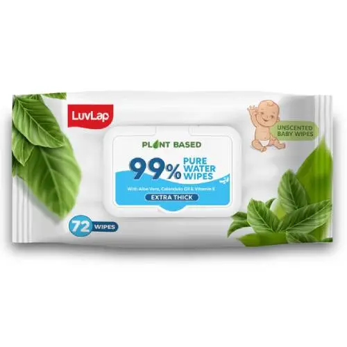 LuvLap Plant Based 99% Pure Water Baby Wipes