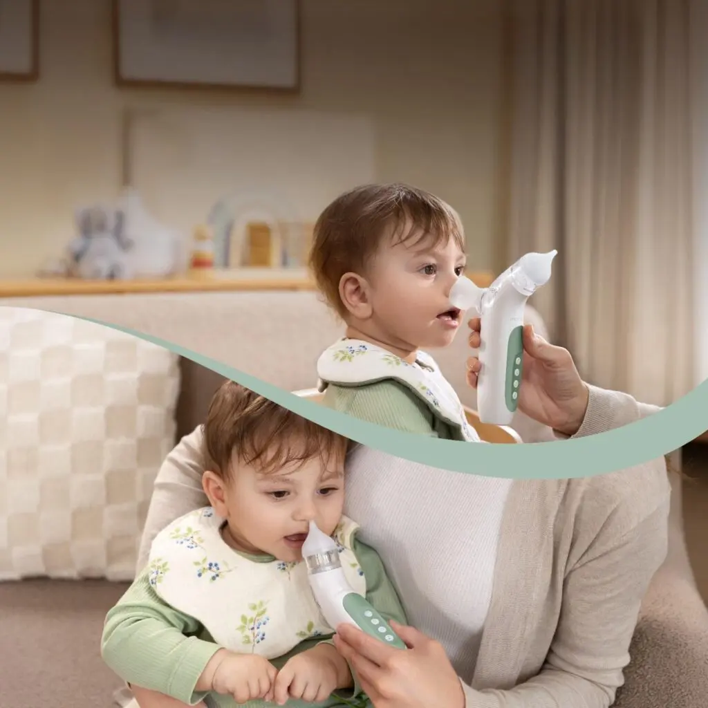 The dual mist and suction features of the Momcozy 2-in-1 electric nasal aspirator