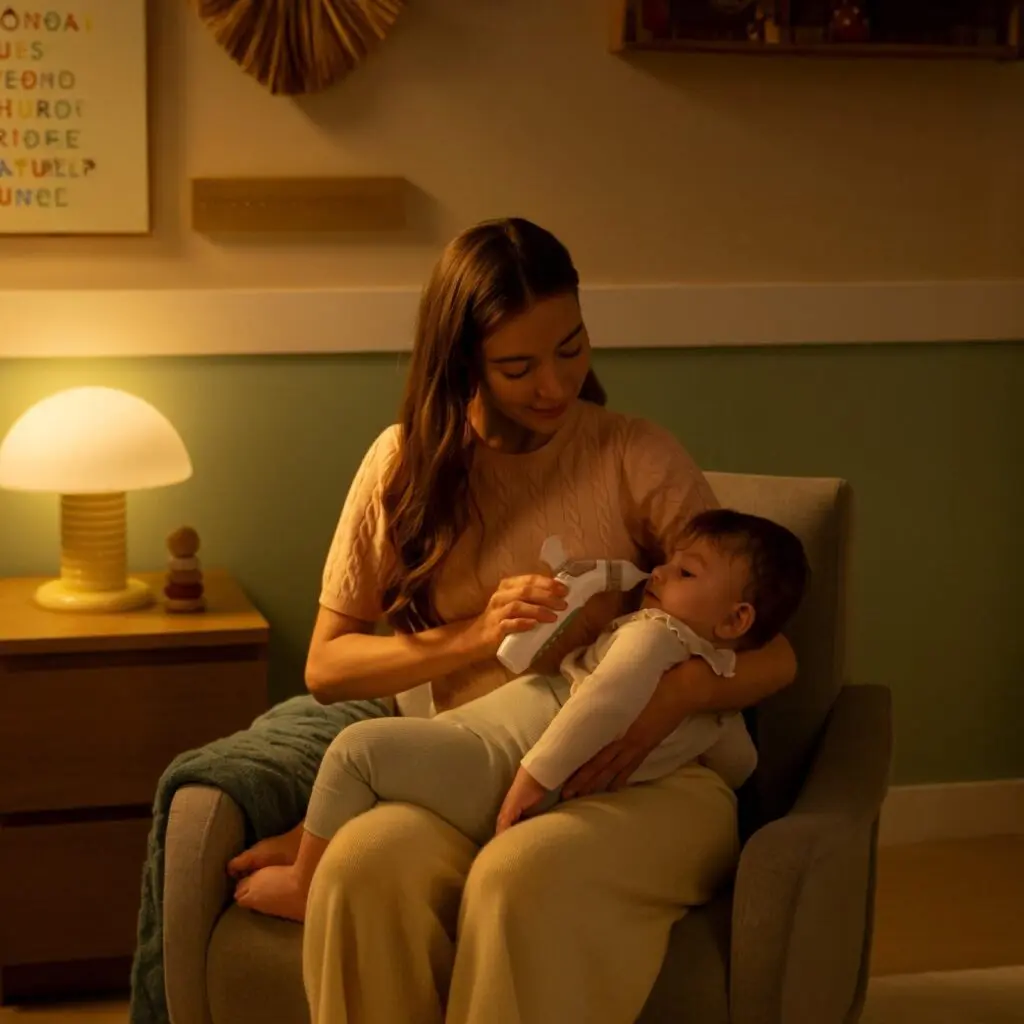 Using the Momcozy nasal aspirator to soothe the baby’s nasal congestion