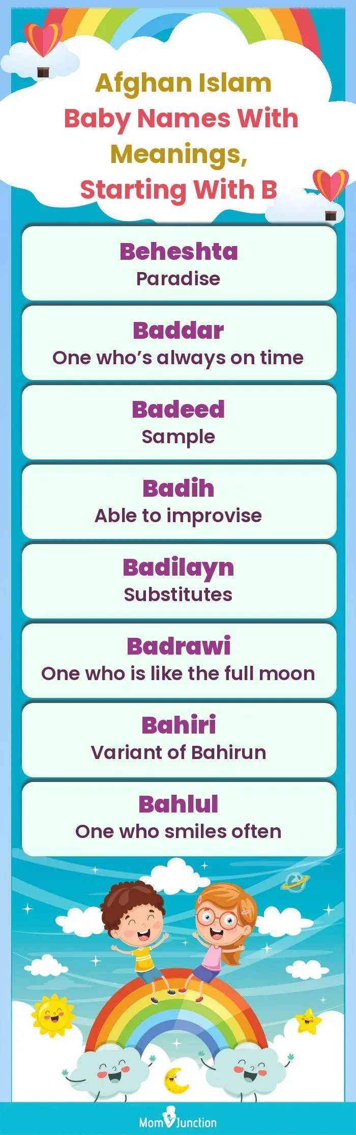  Afghan Islam Baby Names with Meanings, Starting With B(infographic)