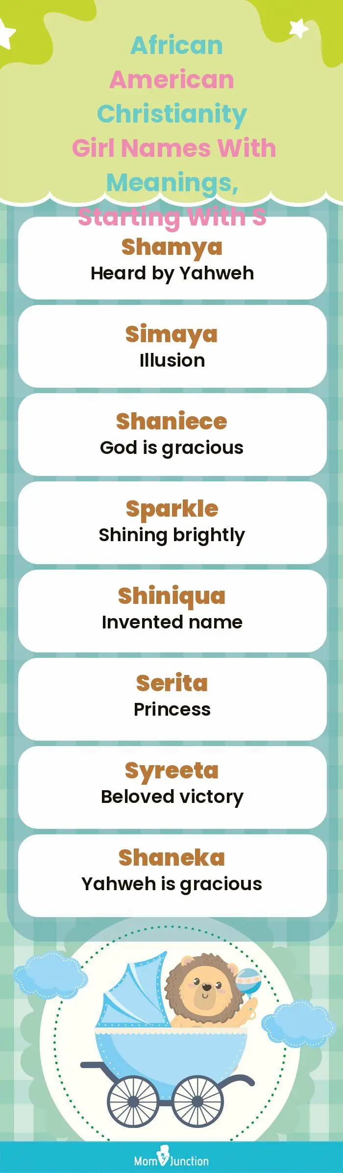  African American Christianity Girl Names with Meanings, Starting With S(infographic)