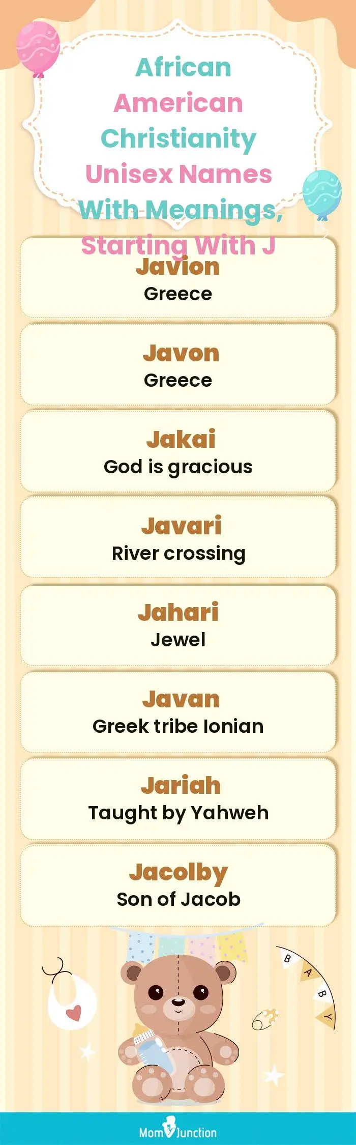  African American Christianity Unisex Names with Meanings, Starting With J(infographic)