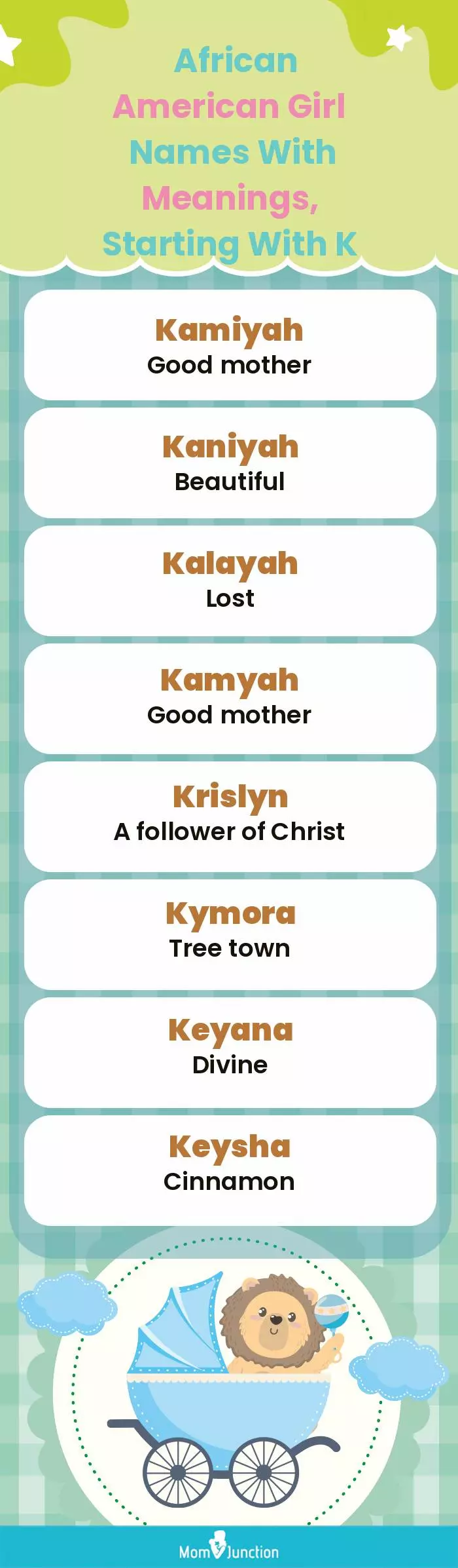  African American Girl Names with Meanings, Starting With K(infographic)