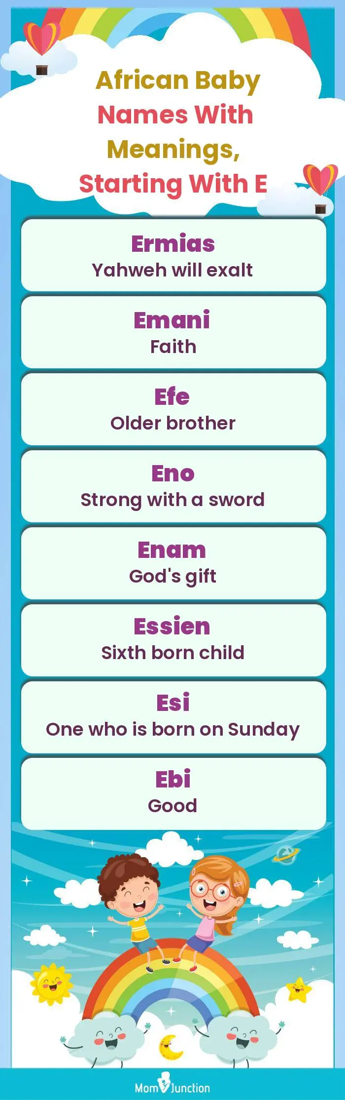  African Baby Names with Meanings, Starting With E(infographic)