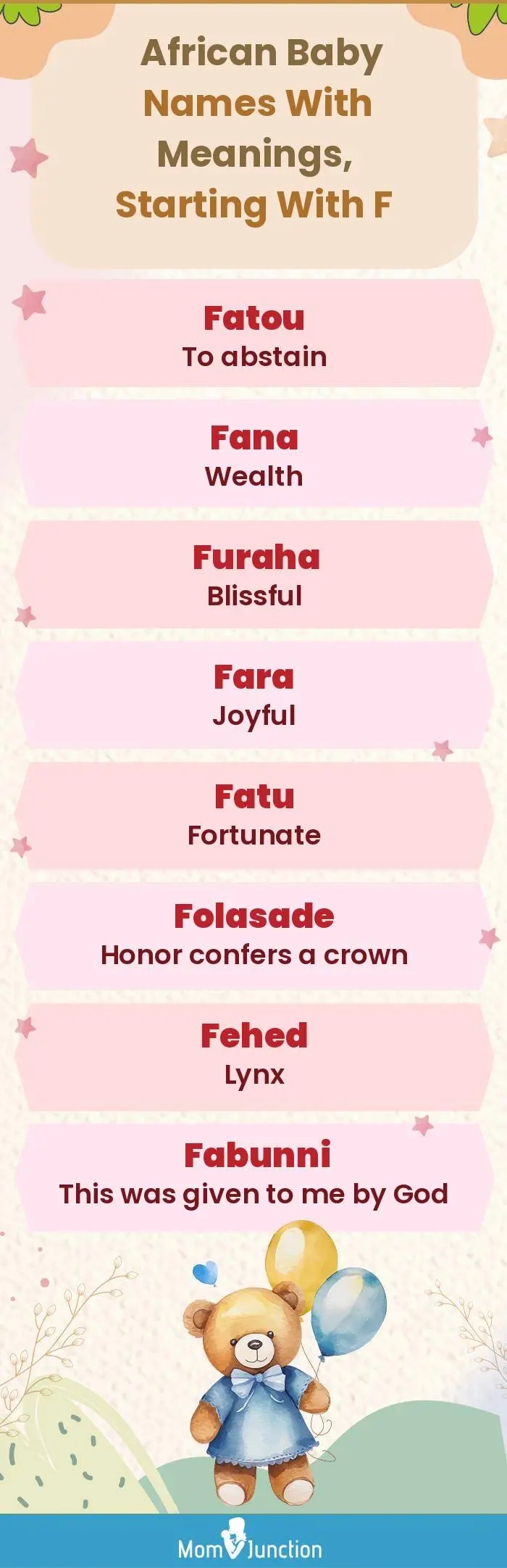  African Baby Names with Meanings, Starting With F(infographic)