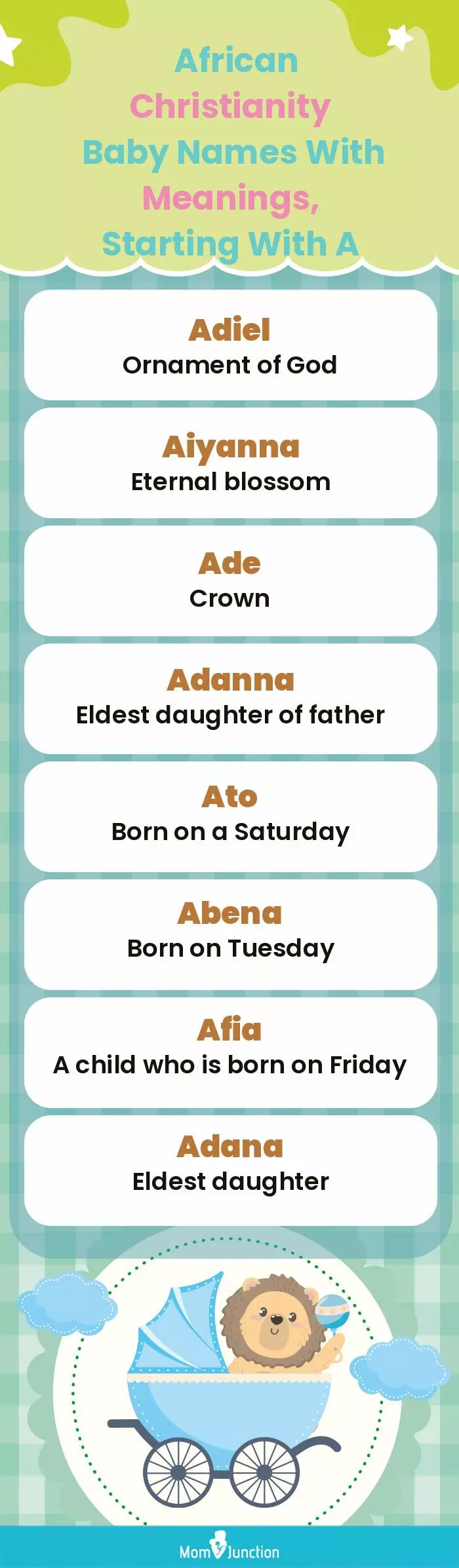  African Christianity Baby Names with Meanings, Starting With A(infographic)