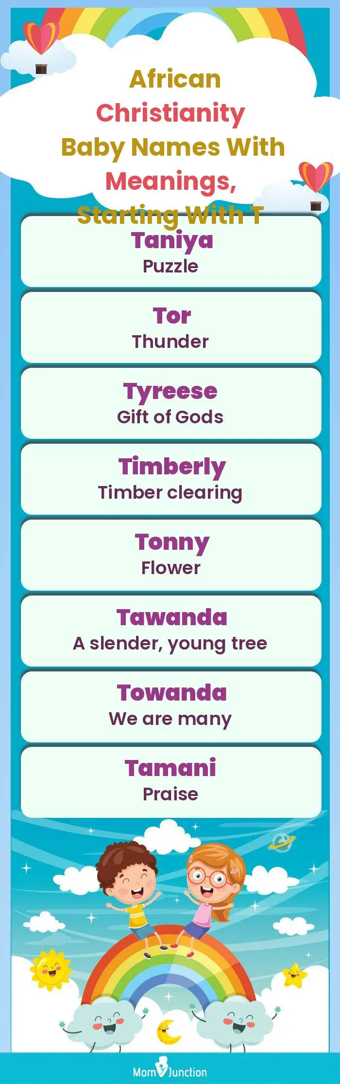  African Christianity Baby Names with Meanings, Starting With T(infographic)