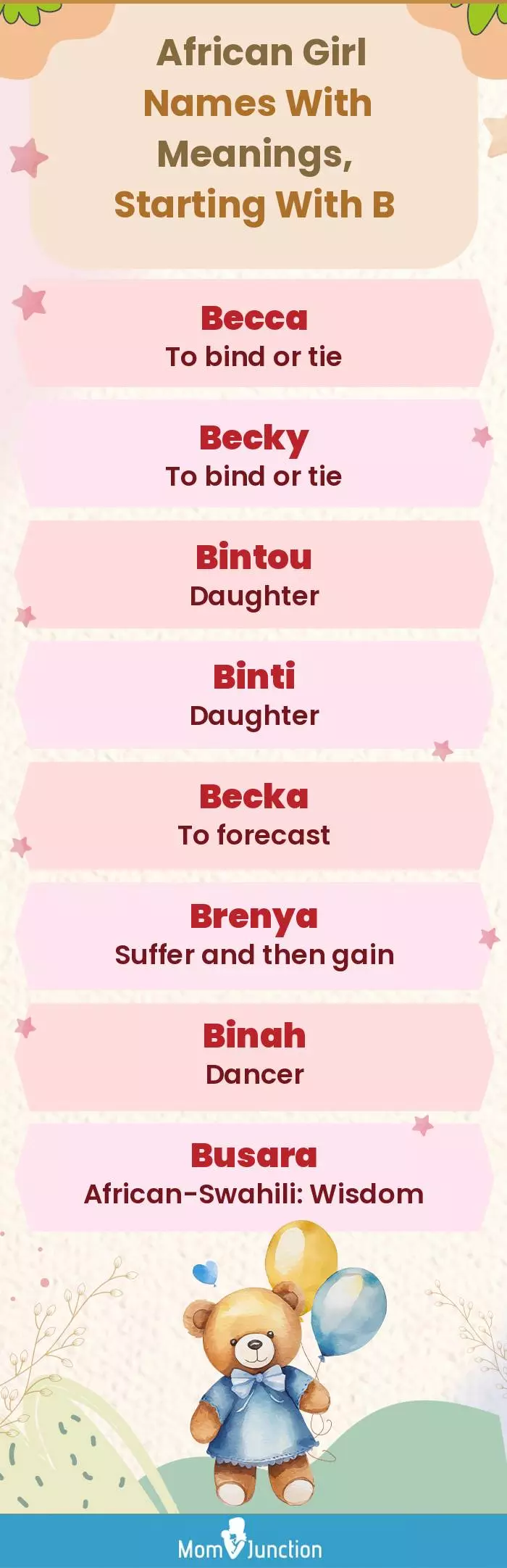  African Girl Names with Meanings, Starting With B(infographic)