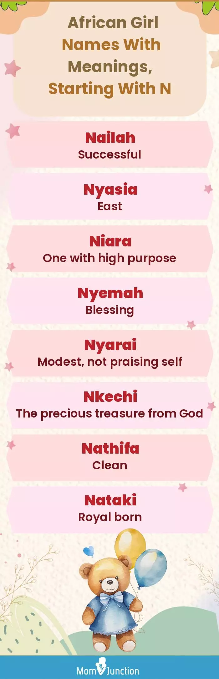  African Girl Names with Meanings, Starting With N(infographic)