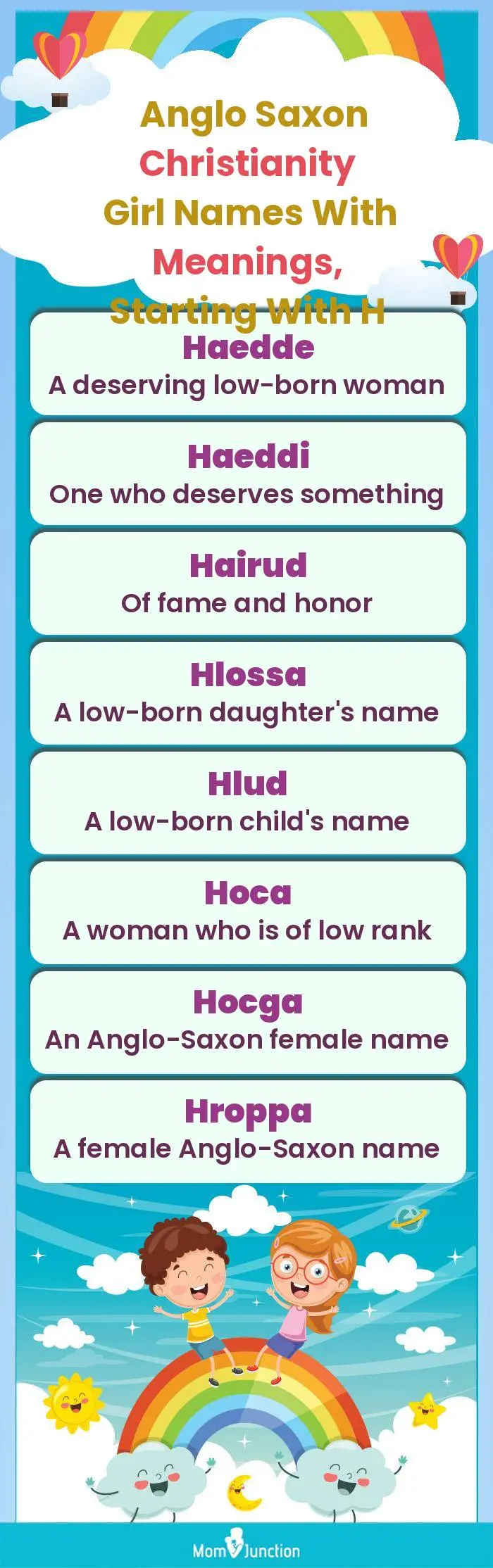  Anglo Saxon Christianity Girl Names with Meanings, Starting With H(infographic)