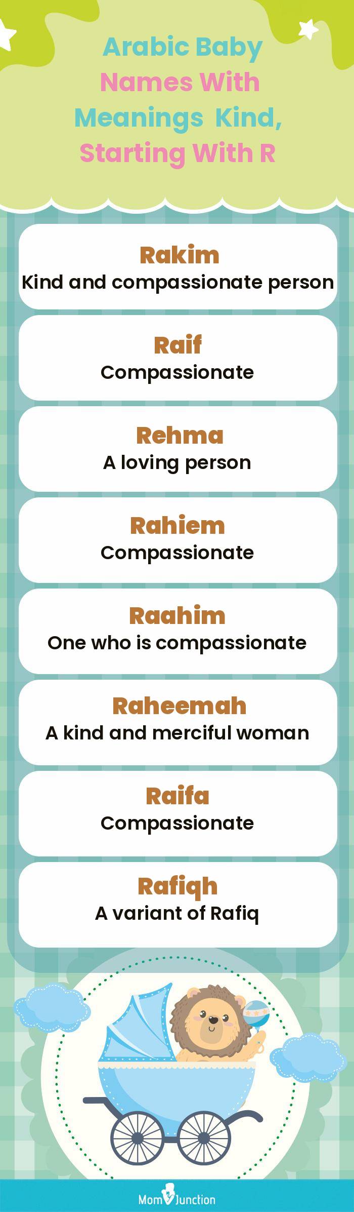  Arabic Baby Names with Meanings Kind, Starting With R(infographic)