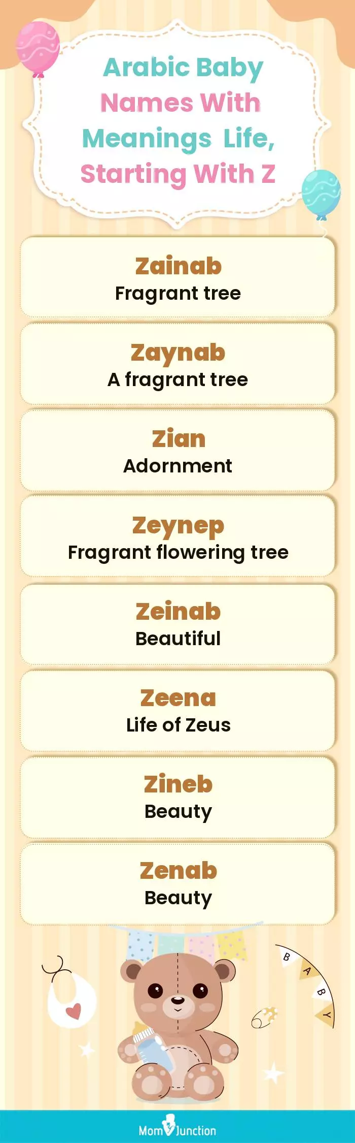  Arabic Baby Names with Meanings Life, Starting With Z(infographic)