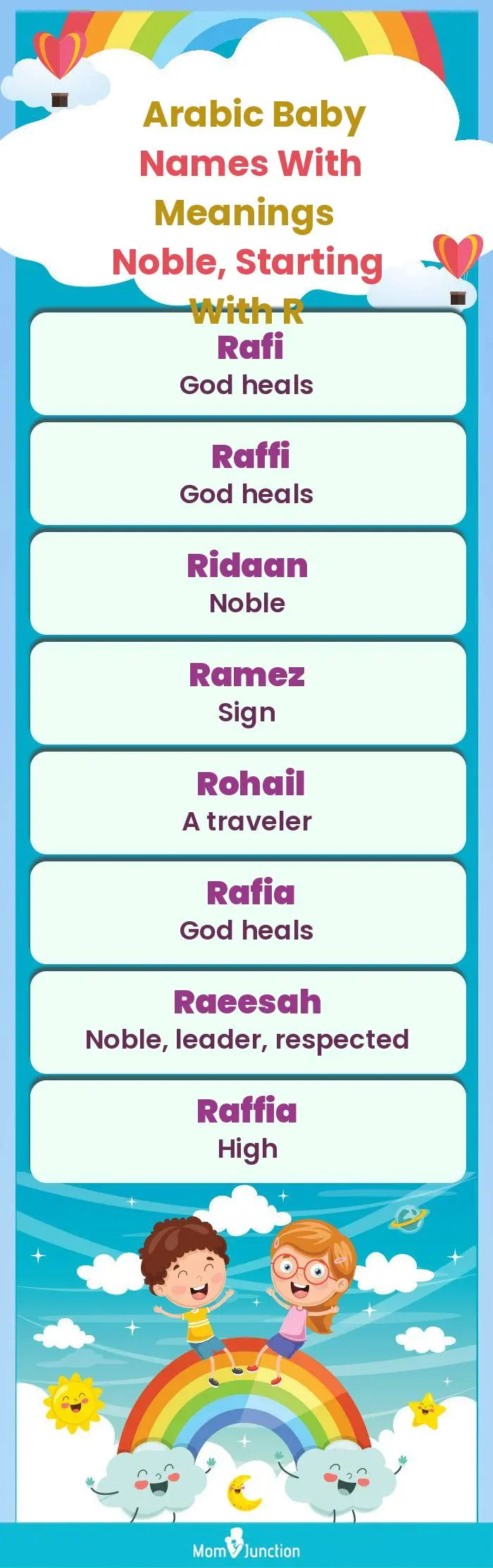  Arabic Baby Names with Meanings Noble, Starting With R(infographic)