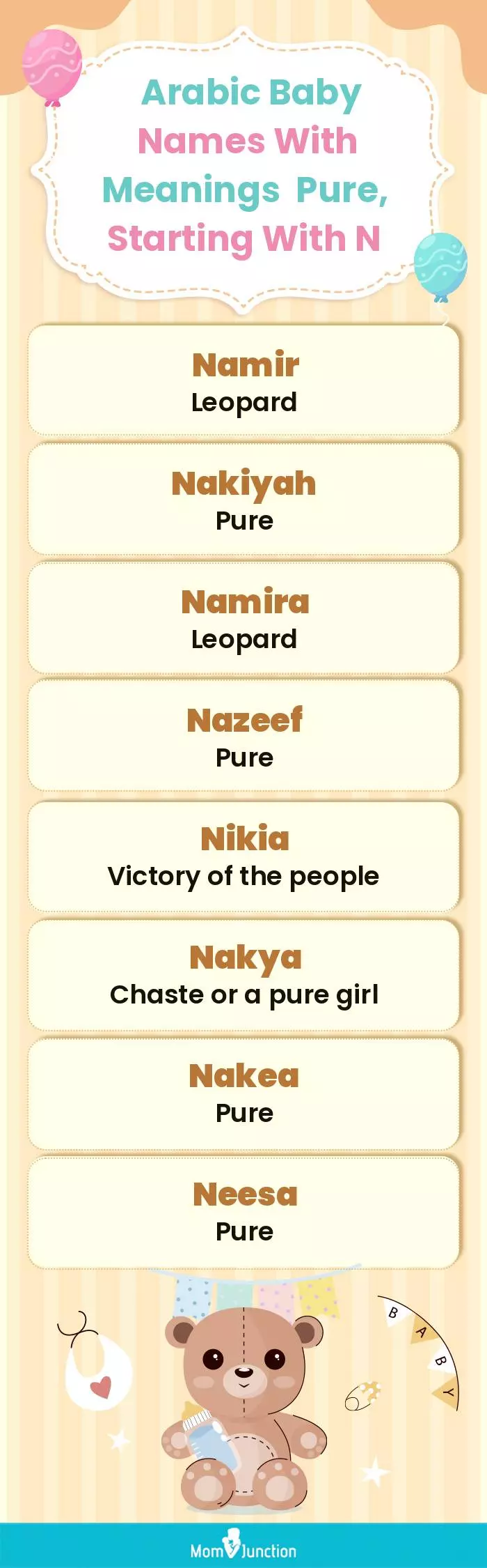  Arabic Baby Names with Meanings Pure, Starting With N(infographic)