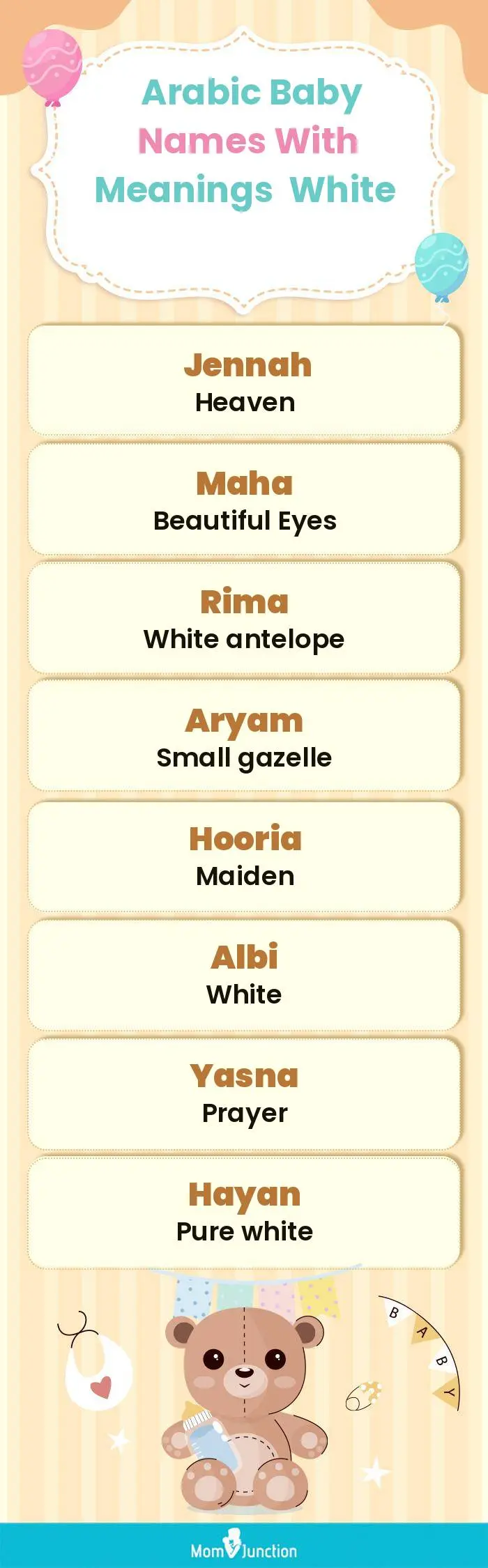  Arabic Baby Names with Meanings White(infographic)