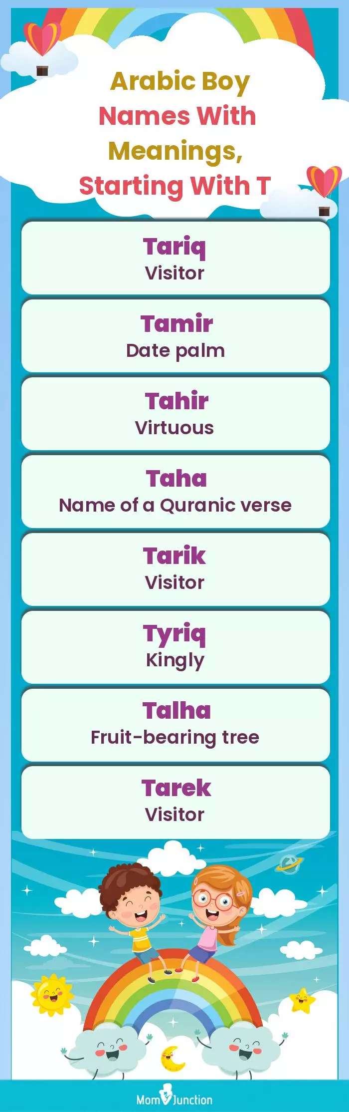  Arabic Boy Names with Meanings, Starting With T(infographic)