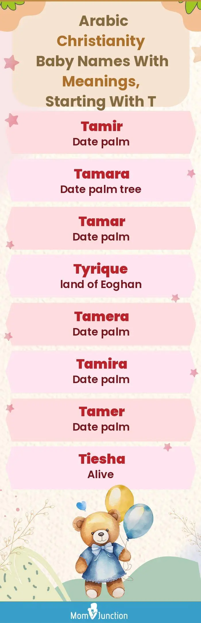  Arabic Christianity Baby Names with Meanings, Starting With T(infographic)