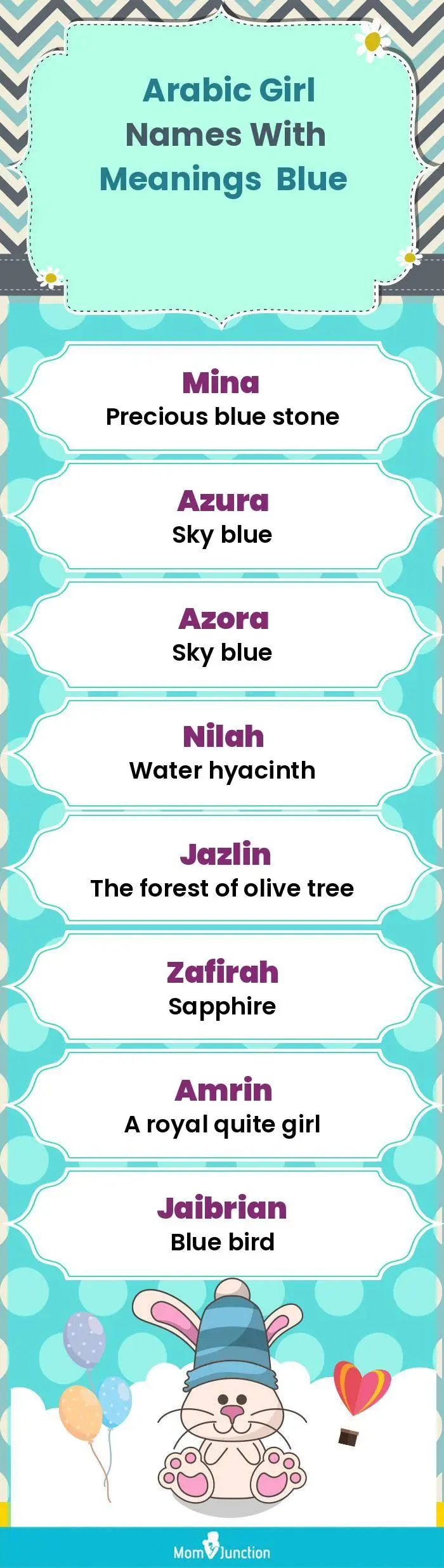  Arabic Girl Names with Meanings Blue(infographic)