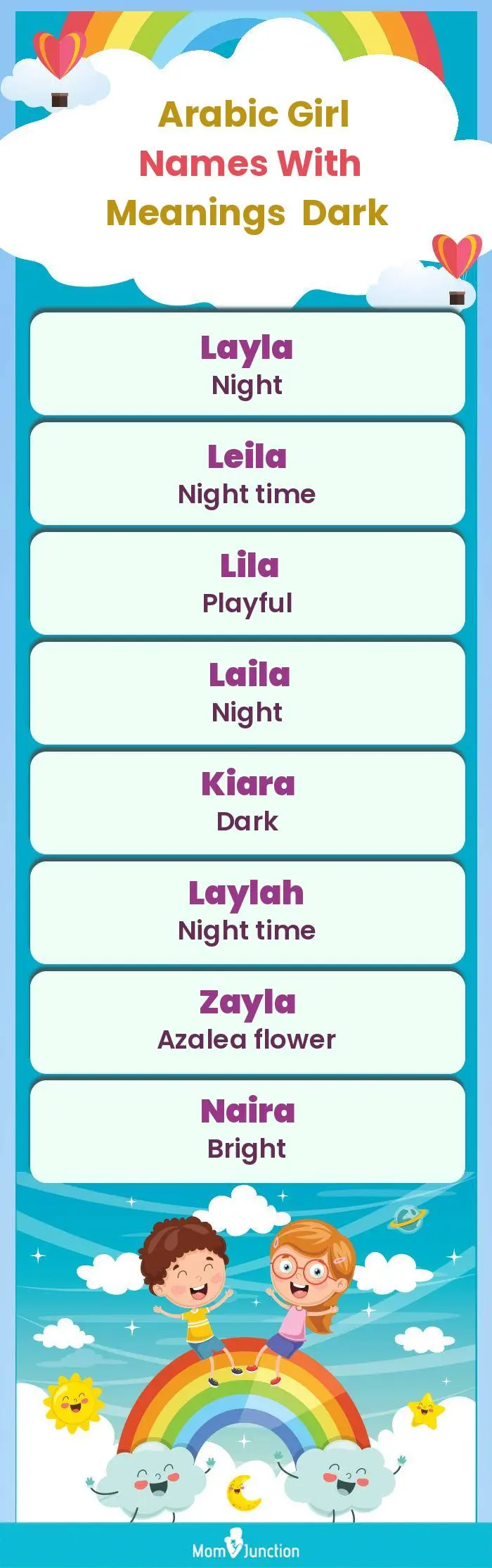  Arabic Girl Names with Meanings Dark(infographic)