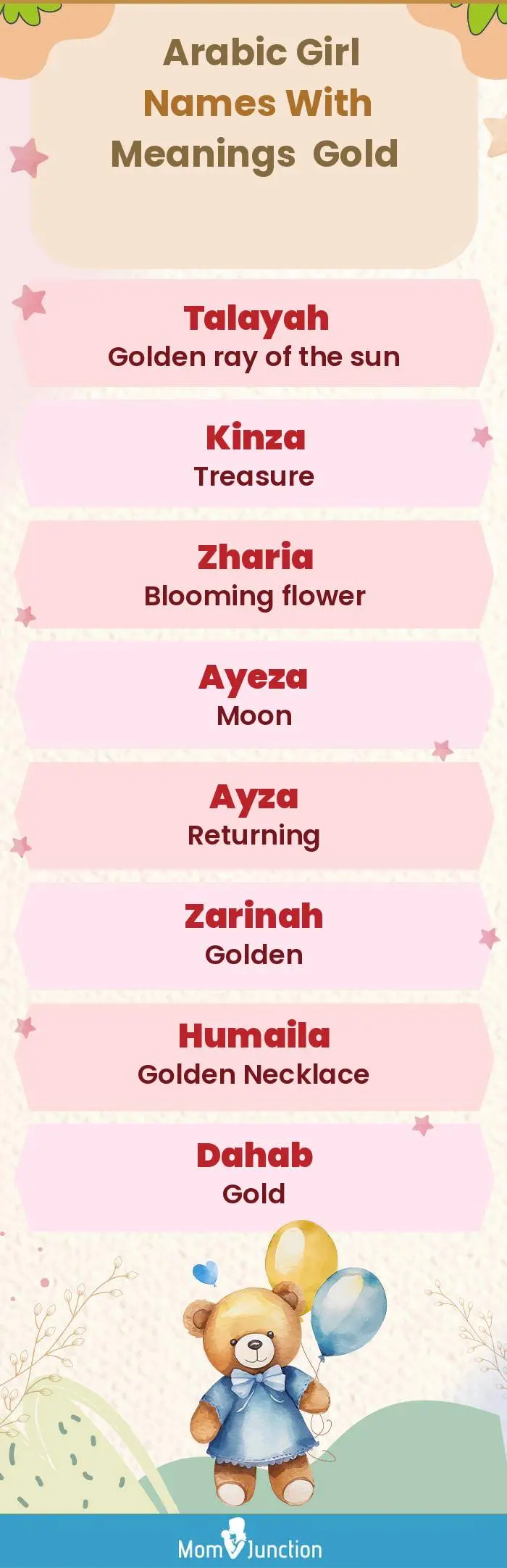  Arabic Girl Names with Meanings Gold(infographic)