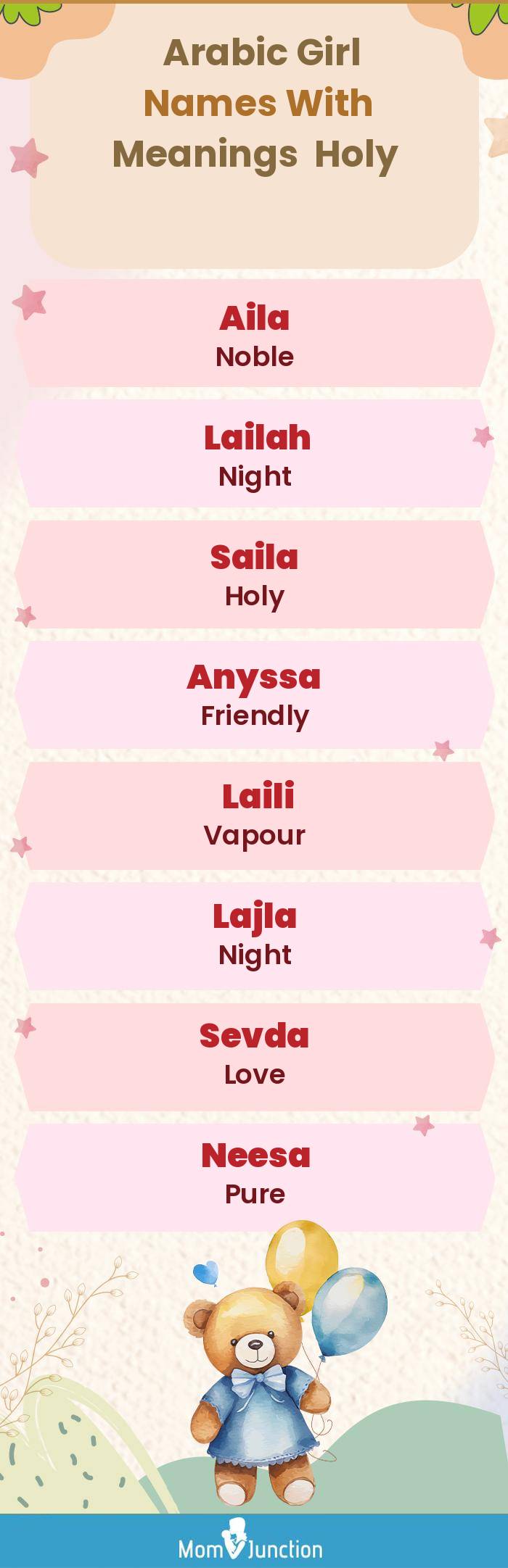  Arabic Girl Names with Meanings Holy(infographic)