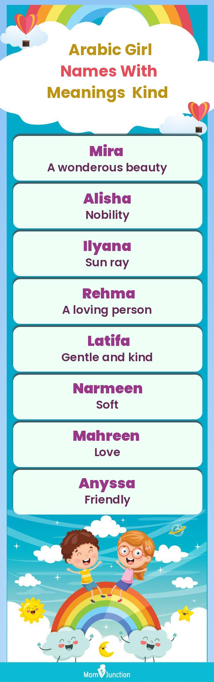  Arabic Girl Names with Meanings Kind(infographic)