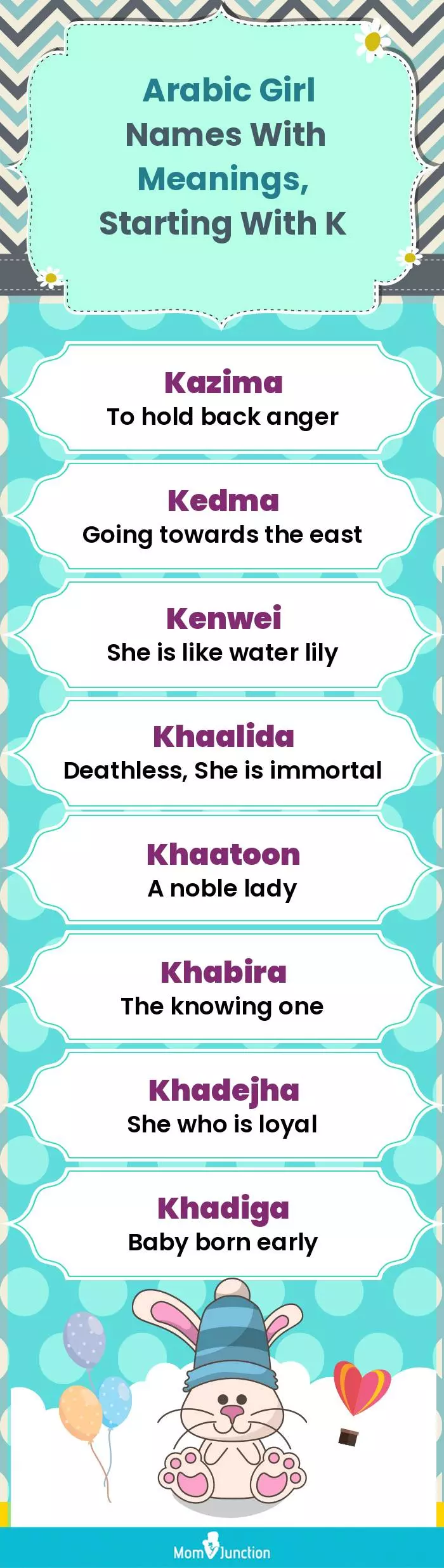  Arabic Girl Names with Meanings, Starting With K(infographic)