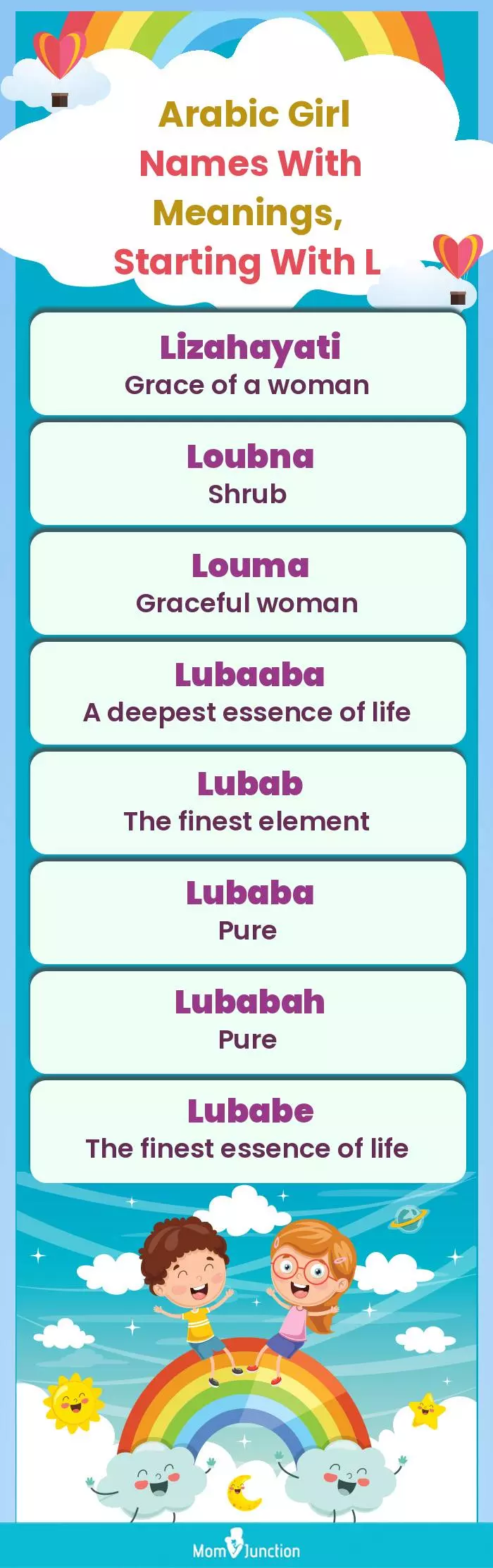  Arabic Girl Names with Meanings, Starting With L(infographic)