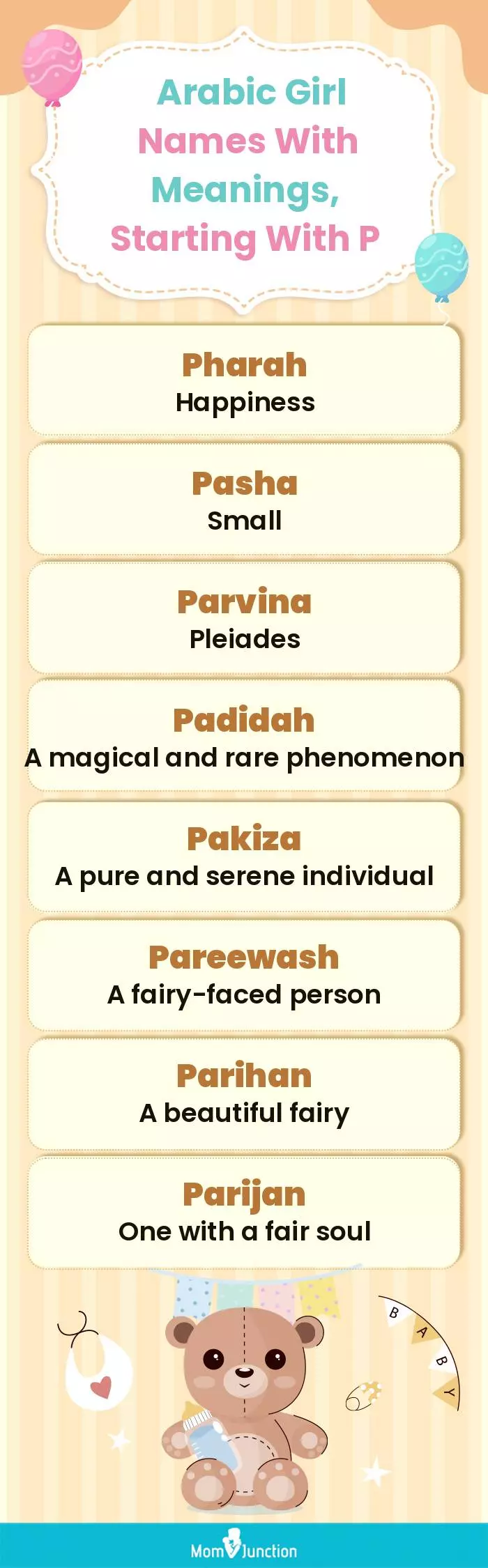  Arabic Girl Names with Meanings, Starting With P(infographic)