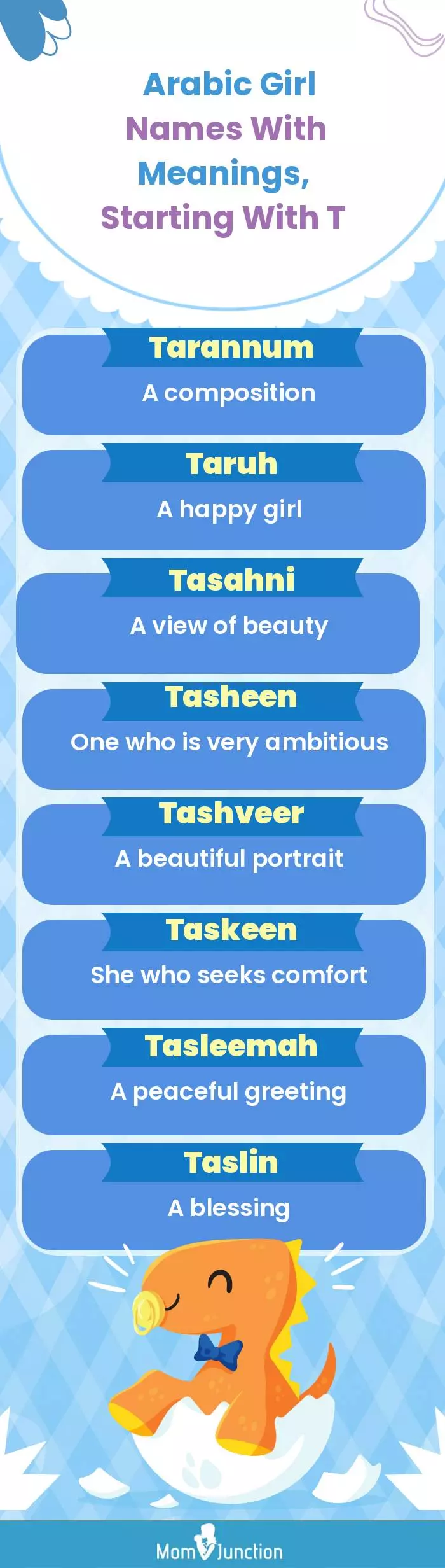  Arabic Girl Names with Meanings, Starting With T(infographic)