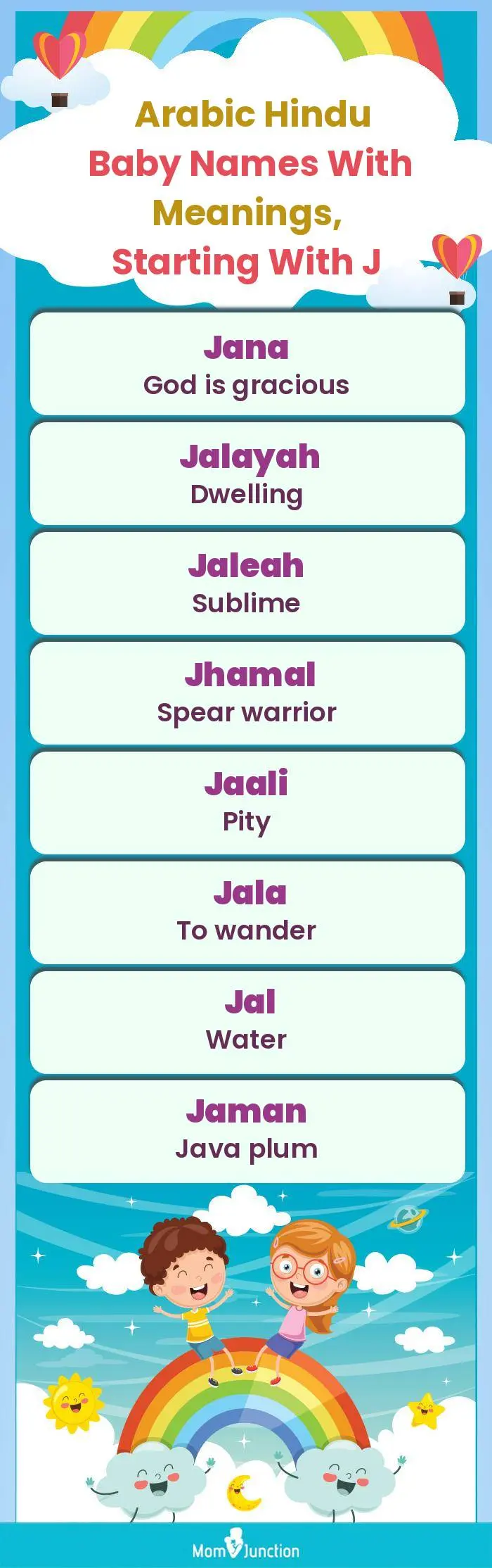  Arabic Hindu Baby Names with Meanings, Starting With J(infographic)