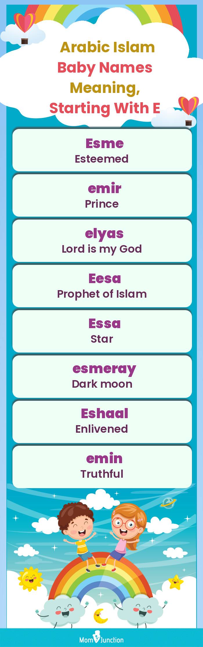  Arabic Islam Baby Names Meaning, Starting With E(infographic)