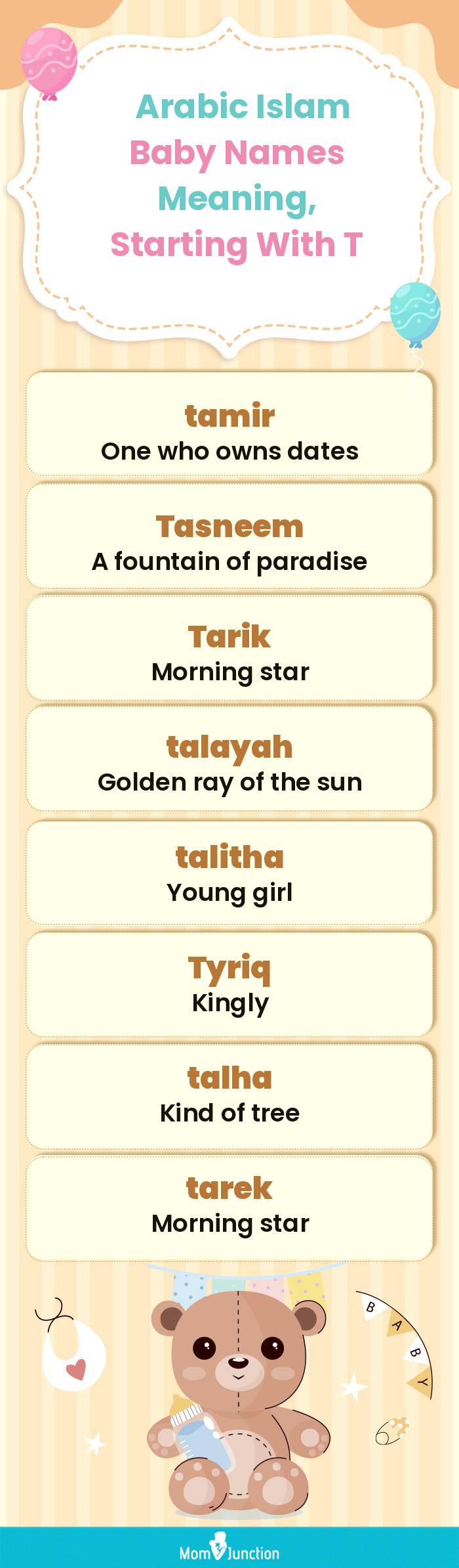  Arabic Islam Baby Names Meaning, Starting With T(infographic)