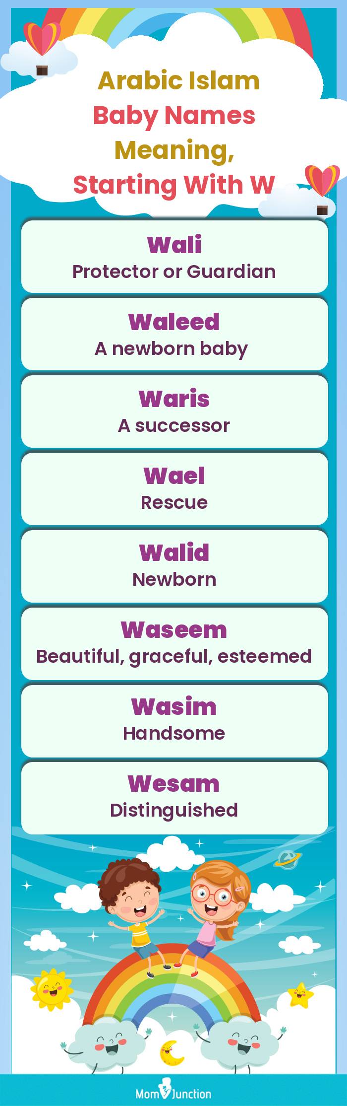  Arabic Islam Baby Names Meaning, Starting With W(infographic)