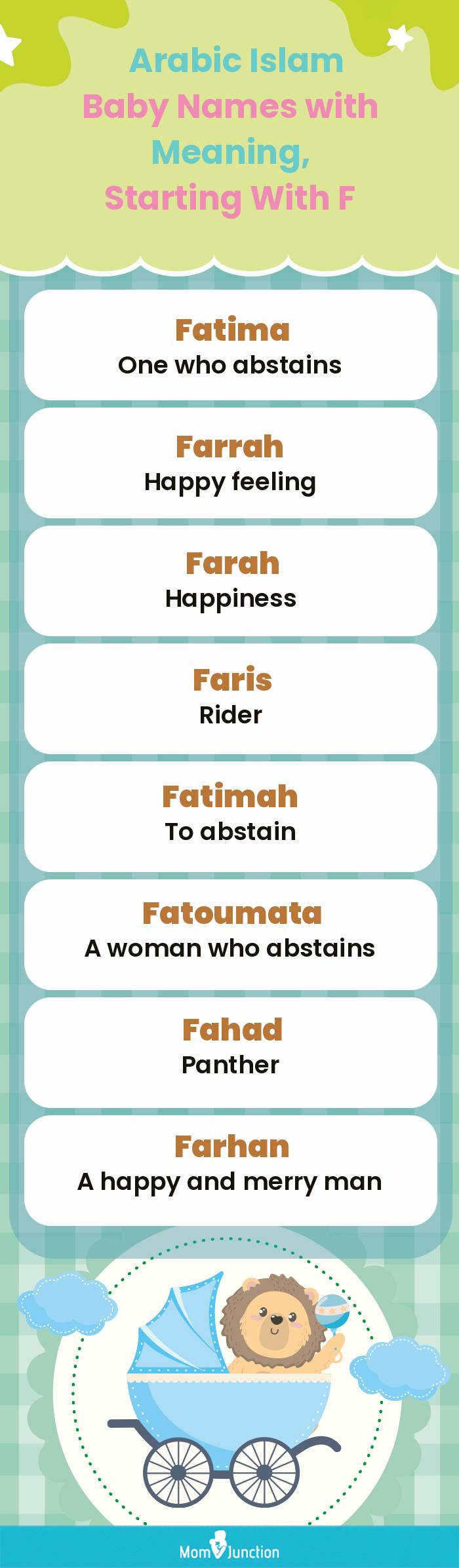  Arabic Islam Baby Names with Meaning, Starting With F(infographic)