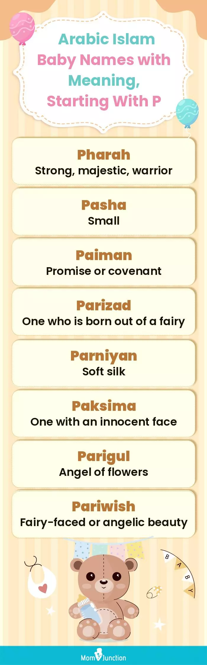  Arabic Islam Baby Names with Meaning, Starting With P(infographic)