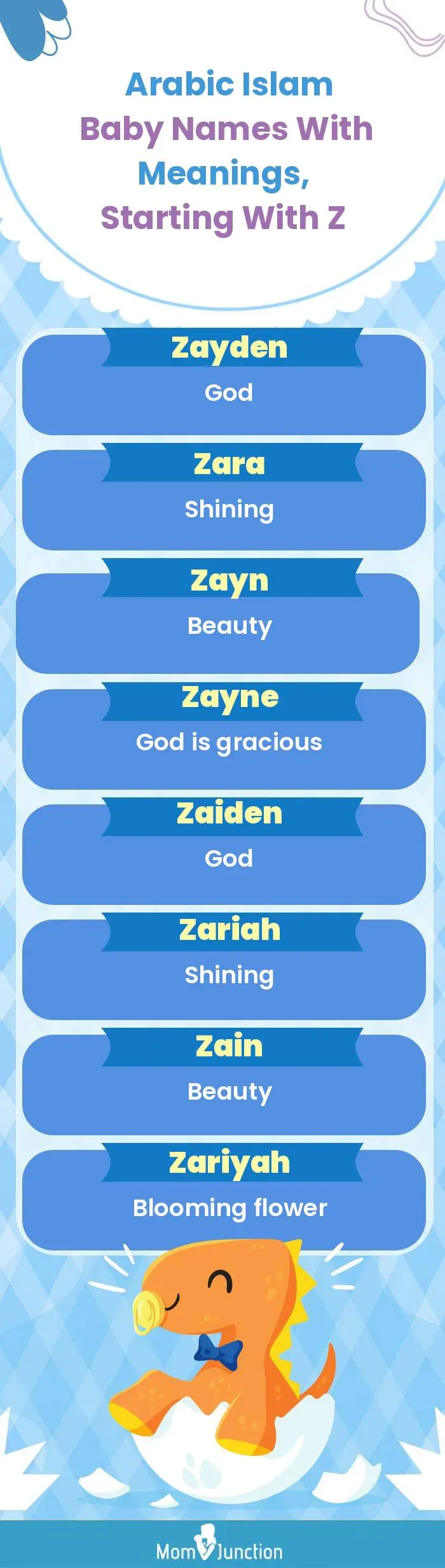  Arabic Islam Baby Names with Meanings, Starting With Z(infographic)