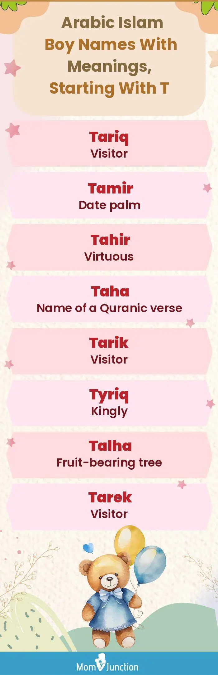  Arabic Islam Boy Names with Meanings, Starting With T(infographic)