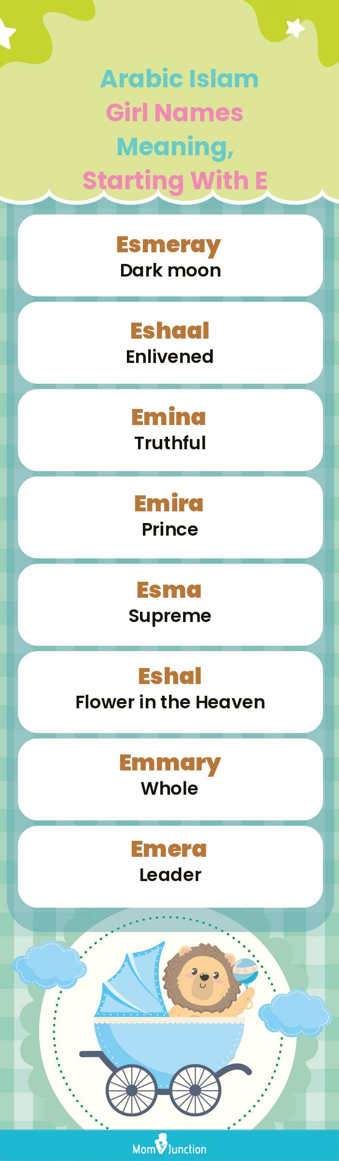  Arabic Islam Girl Names Meaning, Starting With E(infographic)