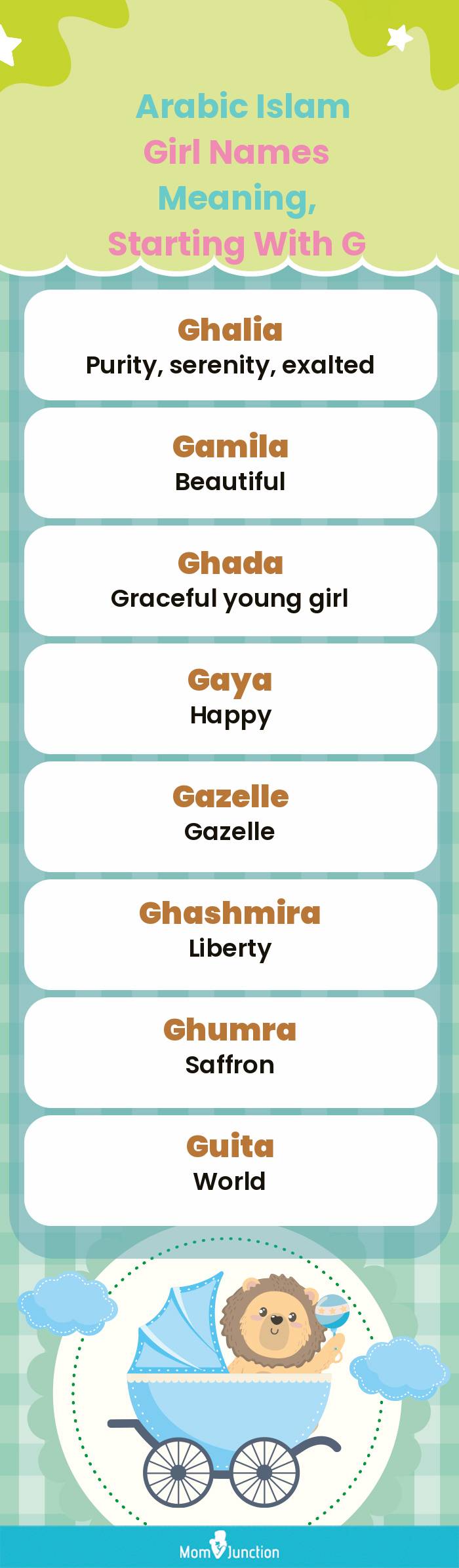  Arabic Islam Girl Names Meaning, Starting With G(infographic)