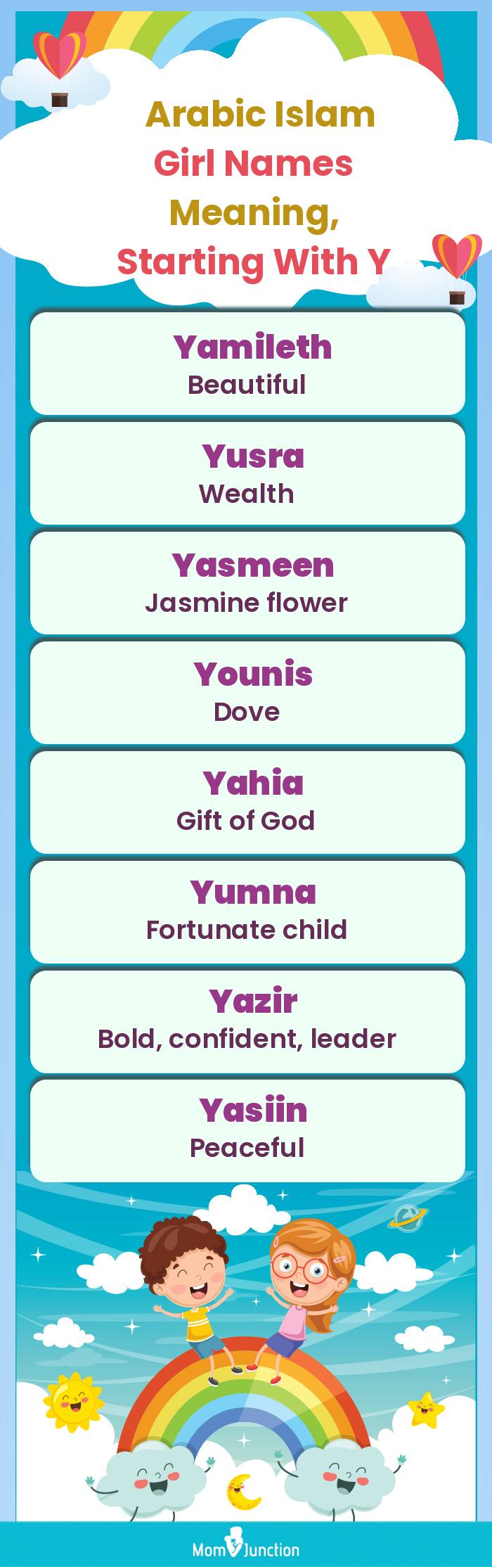  Arabic Islam Girl Names Meaning, Starting With Y(infographic)