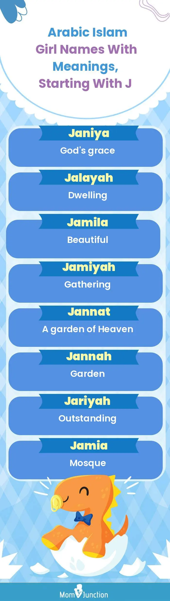  Arabic Islam Girl Names with Meanings, Starting With J(infographic)