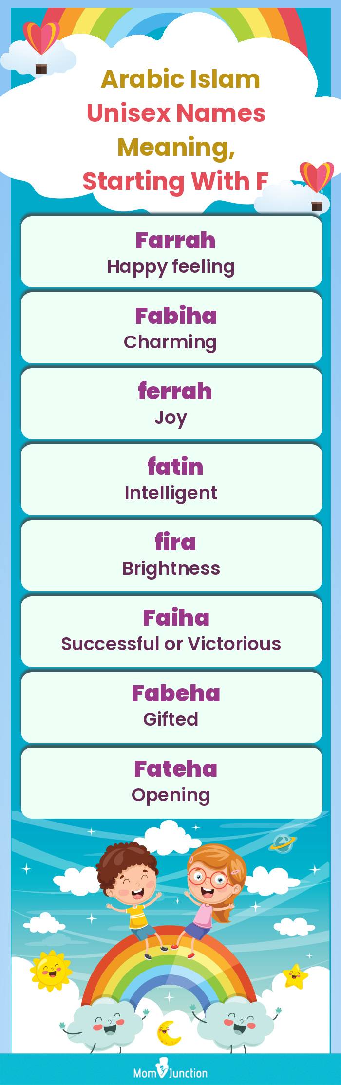  Arabic Islam Unisex Names Meaning, Starting With F(infographic)